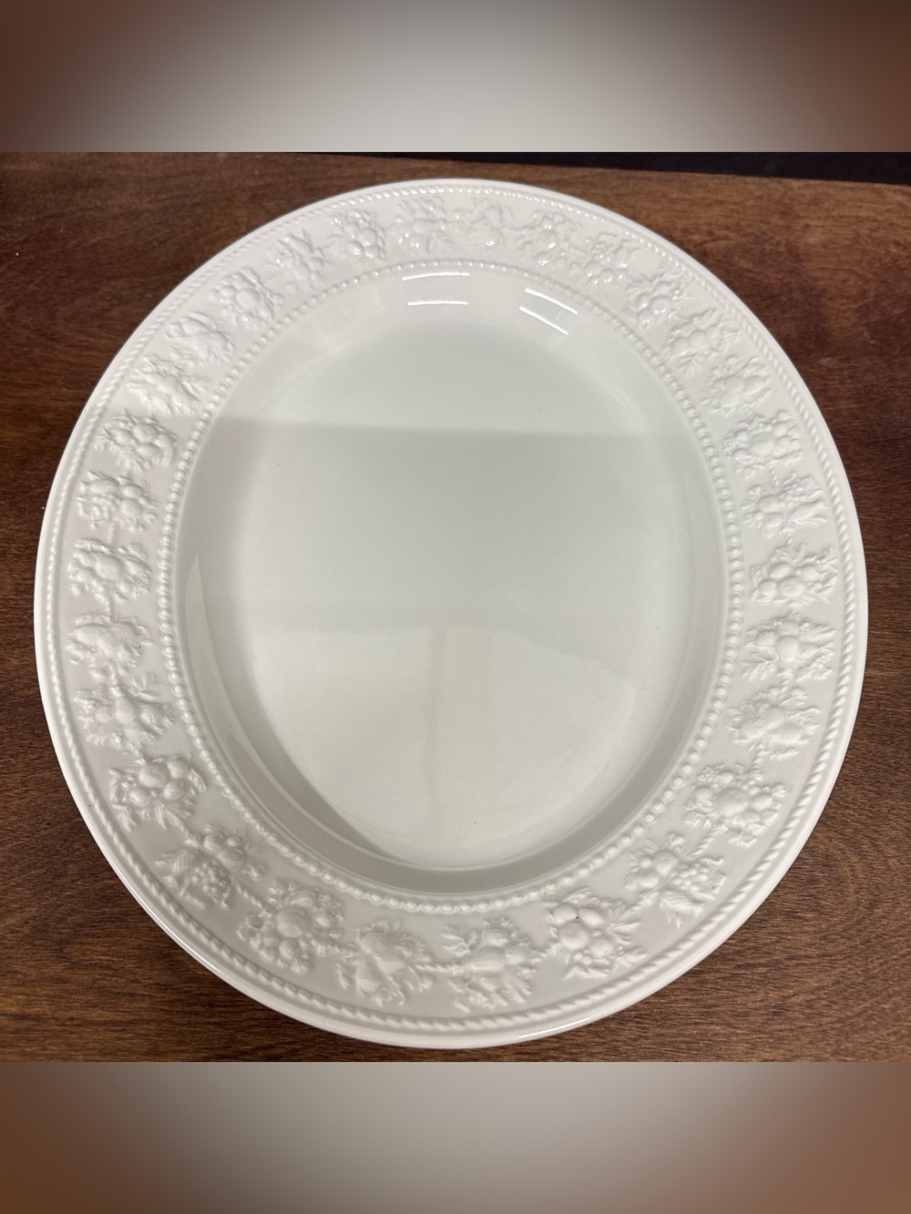 Wedgwood White Embossed Floral Ceramic Platter